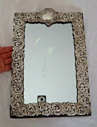 Extra Large Ornate Edwardian 1904 Solid Silver Mounted Dressing Table Mirror
