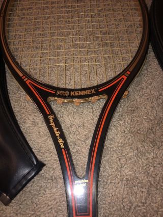 2 Pro Kennex Golden Ace Wood/Graphite Tennis Racquet Vintage 2