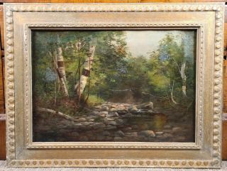 Antique Oil Painting Hope Pa Wooded Landscape 19th Century American School