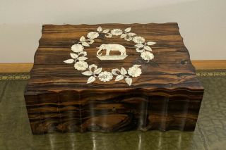 Antique 19th Century Anglo Indian Or Ceylonese Coromandel Inlaid Box