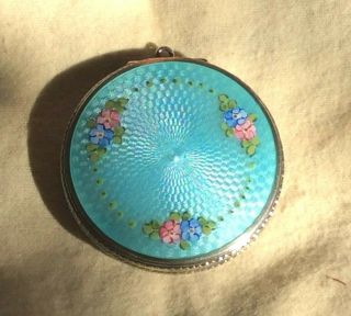 3 Charles Thomae Antique Sterling Silver Guilloche 2 Sided Enamel Compact