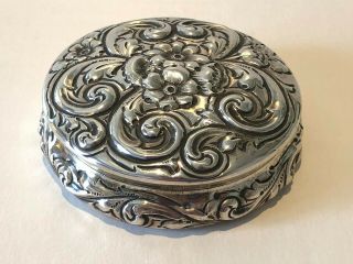 Antique 1891 Repousse Howard & Co Sterling Silver Compact Or Jewelry Case