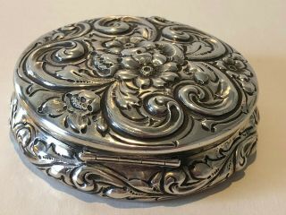 Antique 1891 Repousse Howard & Co Sterling Silver Compact or Jewelry Case 2
