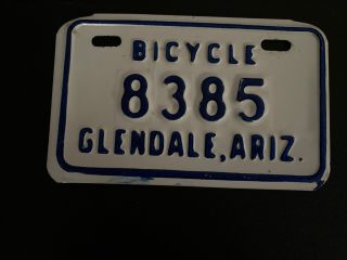 Vintage Glendale,  Arizona Bicycle License Plate 1970s Owner Is Seller