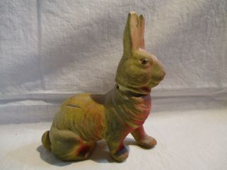 Vintage Paper Mache Easter Bunny Rabbit; 2 Piece Head/body; Glass? Eyes - Wow