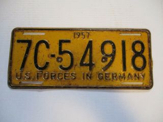 1957 U.  S.  FORCES IN GERMANY License Plate 7C - 54918 PAIR SET 3