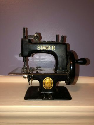 Antique Mini Hand Crank Singer Sewing Machine Toy Size Child Good -