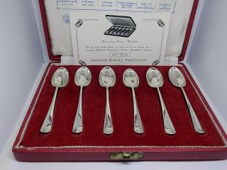 Set Of Six Sterling Silver British Hallmarks Spoons In Fitted Box.  Complete