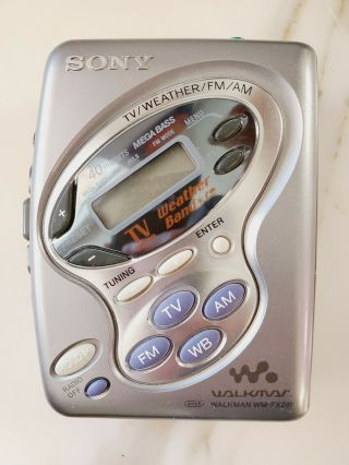 Sony Walkman Wm - Fx281 Cassette Tape Am/fm Radio Tv Weather Vtg Retro
