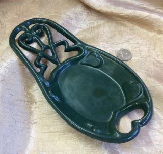 Vintage Green Coated Cast Iron Heart Design Spoon Rest