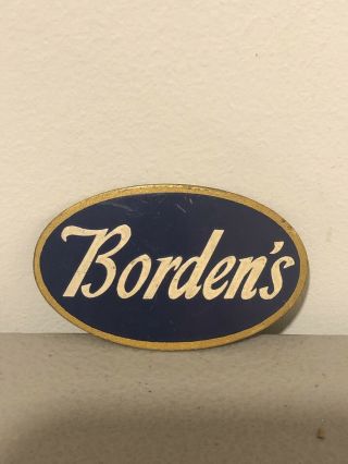 Vintage Borden’s Milk Man Hat Cap Metal Pin Badge Dairy Advertising