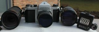Vintage Honeywell Pentax Asahi H1a 35mm Slr Camera W Lenses & Meter
