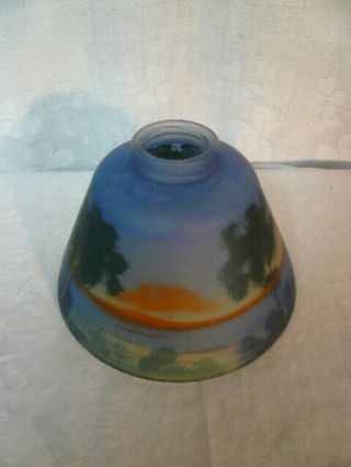 Antique Reverse Hand Painted Landscape Glass Lamp Shade 5 