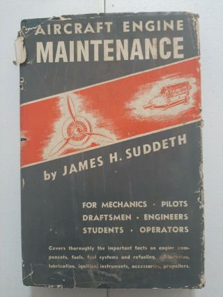 Vintage 1942 Hb Book Aircraft Engine Maintenance Ww2 Era James Suddeth A132