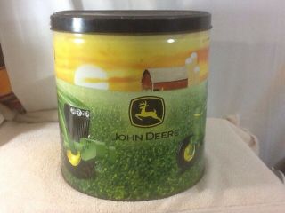 Vintage Collectible JOHN DEERE Tractor Popcorn Empty Tin pre - owned MUST HAVE 3