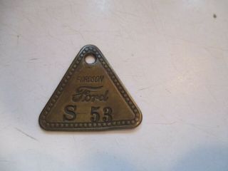 Vintage Brass Tool Check Tag: Ford " Fordson " ; Number S 53