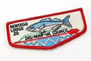 Vtg Nentego Lodge 20 Del - Mar - Va Council Oa Order Arrow Www Boy Scouts Flap Patch