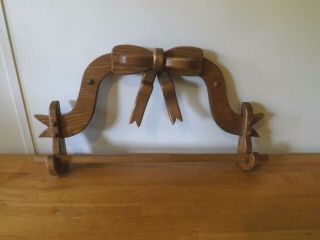 Wooden Towel Rack Wall Hanging Bow Rustic Country Farmhouse Decor Vintage 23 " W