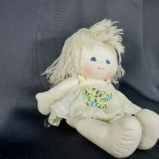 Vintage Gund Ivory Yarn Hair Plush Doll Figure 10 inch Dress 2