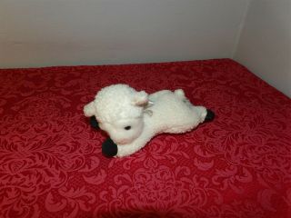 Htf Vintage 7 " Russ Berrie Lazy Plush White Lamb Sheep W/ White Ribbon 2673