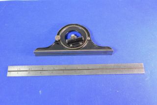 Vintage L.  S.  Starrett No.  490 Bevel Protractor Head With Level And No.  4 Ruler