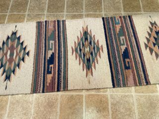 Vintage Hand Woven Wool ZAPOTEC INDIAN Rug With Tag Made In Oaxaca Mexico 3
