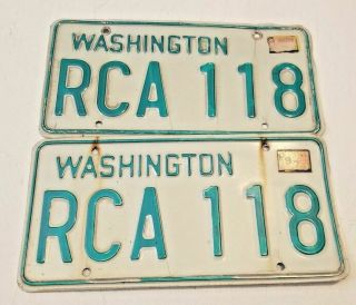 Vintage Washington License Plates Matching Pair Set 1970 
