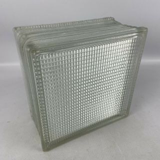 Vintage Glass Block Brick Ribbed Pattern 7.  75” Square Approx 4” Deep
