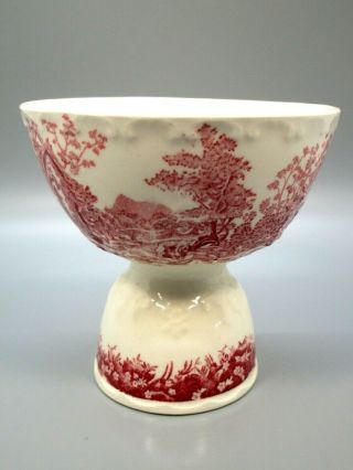 Vintage English Abbey Red Transferware Double Egg Cup