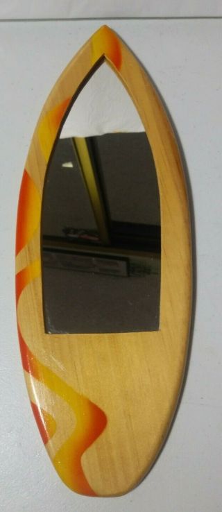 Vintage Handcrafted Surfboard Mirror,  Wood 14 "