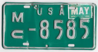 1973 Us Forces In Germany Motorcycle License Plate Mc - 8585