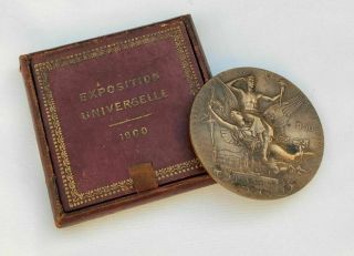 Antique French Art Nouveau Games 1900 Exposition Bronze Signed Medal Chaplain