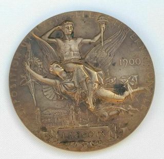 Antique French Art Nouveau Games 1900 Exposition Bronze signed Medal Chaplain 3