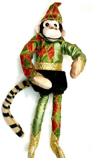 Vintage Monkey 13 " Jester Mardi Gras Stuffed Plush Holiday Decor