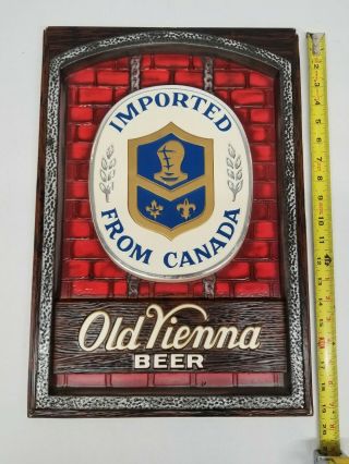 Vintage Old Vienna Beer Imported From Canada Sign Embosograph Display Mfg.  1968