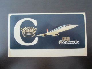 British Airways Concorde Airplane " Rare " Vintage Sticker Very Scarce Item Look