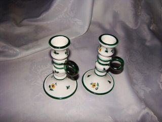 Pair Vtg Keramik Gmundner Ceramic Floral Candle Holder 5 - 1/4 "