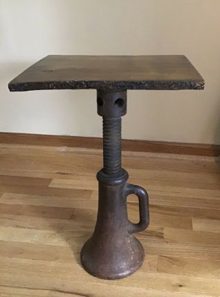 Primitive Industrial Cast Iron And Wood Side Table
