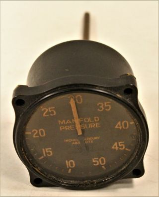 Vintage Us Gauge Co Us Army Manifold Pressure Gauge P/n Aw - 2 - 3/4 - 3 - C 94 - 27709 - A