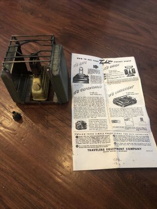 Vintage Portable Pocket Camping Stove Taykit Compact Backpack Brass Burner
