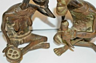 Two Mid 20th Century African Benin Bronze Tribal Male /Female Statues,  c1950 3