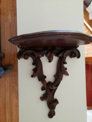 Vintage Wall Bracket Shelf Small Carved Wood Country Cottage French English
