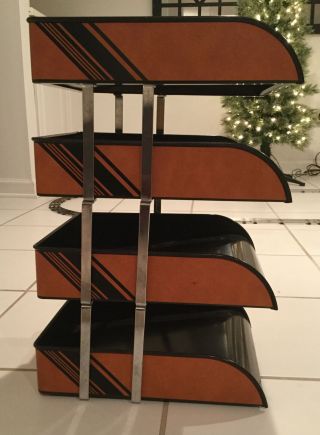Vintage Gw Systems 4 - Tier Steel Desk Organizer Orange/black - Brown