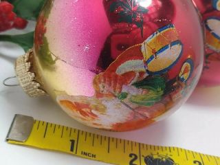 Vintage Christmas Ornaments 3 KREBS Mercury Glass SANTA OMBRE Mica Gold Caps 2