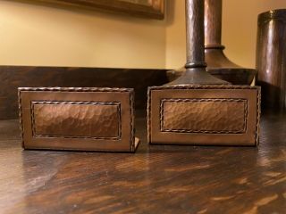 Arts & Crafts Hammered Copper Bookends