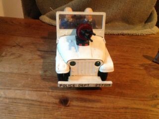 Antique Japanese tin toy Nomura Police Dept riad squad jeep,  battery operated 3