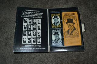 Vintage 1973 W.  C.  Fields How To Win At Poker Cheat W/ Book & Card Decks