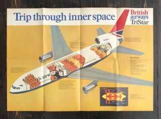 British Airways Lockheed Tristar L - 1011 Large Cutaway Poster Brochure Ba 1970 