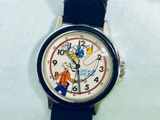 Pre - Owned Vtg Disney Time " Pluto Catch Of The Day " Leather Band - Work