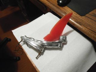 Vintage PACKARD Red Winged Goddess Automobile Hood Ornament 2
